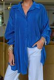Made in Italy Plisse Shirt Lapis /8 =